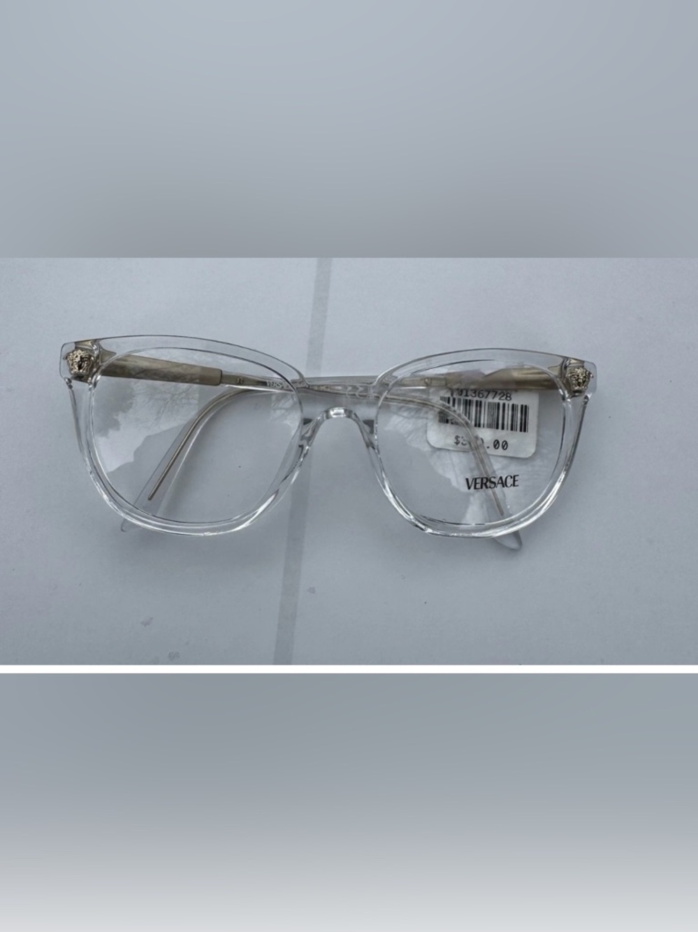 Versace Transparent Clear Square Eyeglasses